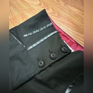 Vintage Black Dress Pants - Low Rise Flare Pants w/ intricate black buttons